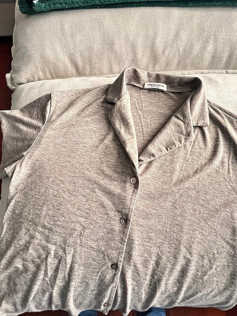 SHEIN Leisure Short Sleeve Button Front Top & Shorts loungewear- Large